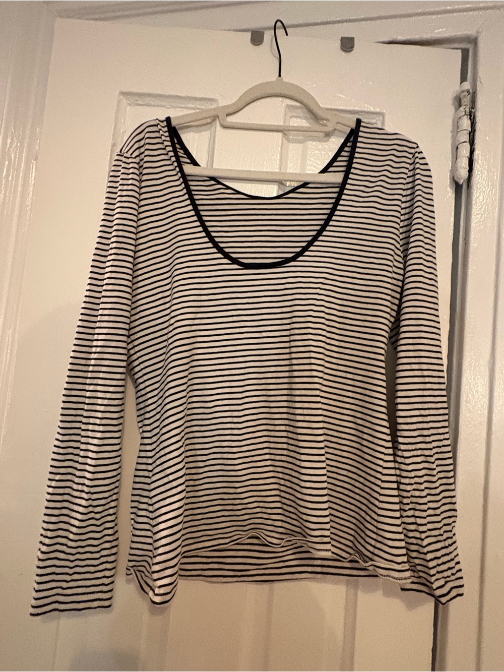 COS Black and White Striped Scoop-Neck Long Sleeve Tee